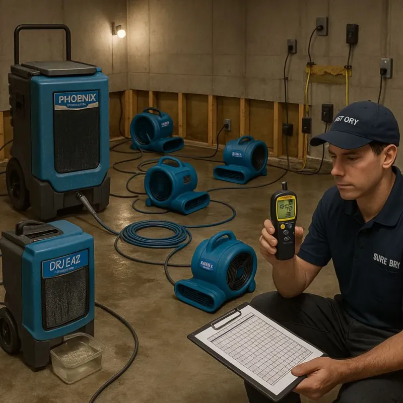 Structural Drying and Dehumidification process in Lake Wisconsin, WI